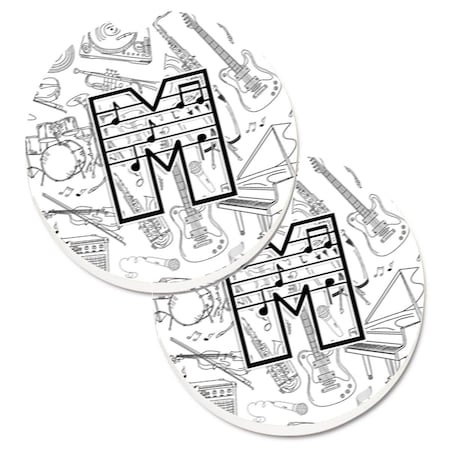 Carolines Treasures Letter M Musical Note Letters Set of 2 Cup Holder Car Coaster CJ2007-MCARC